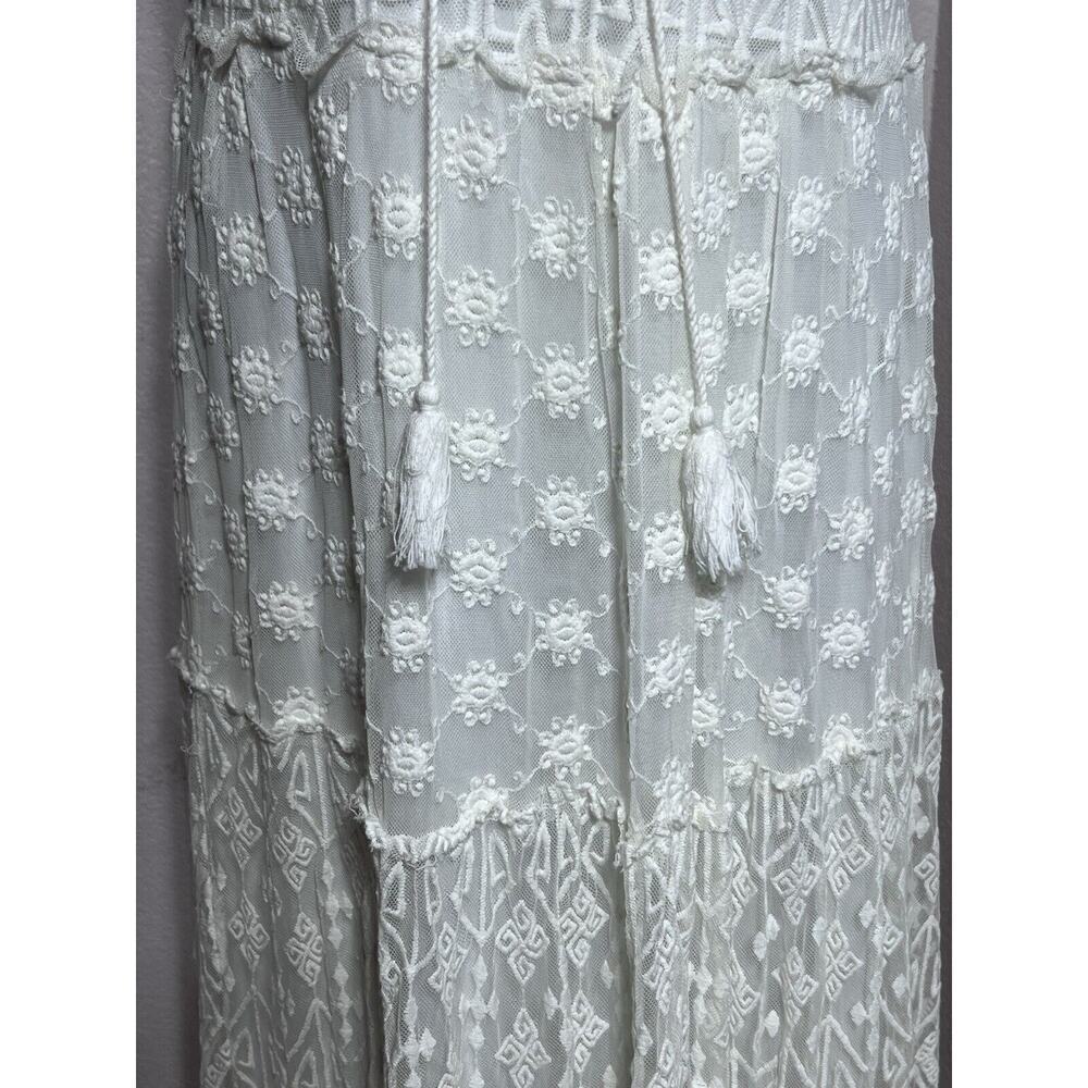 White Lace Long Maxi Dress Sz Large Boho Cottagecore Lined Cotton By Vasna - Picture 9 of 13